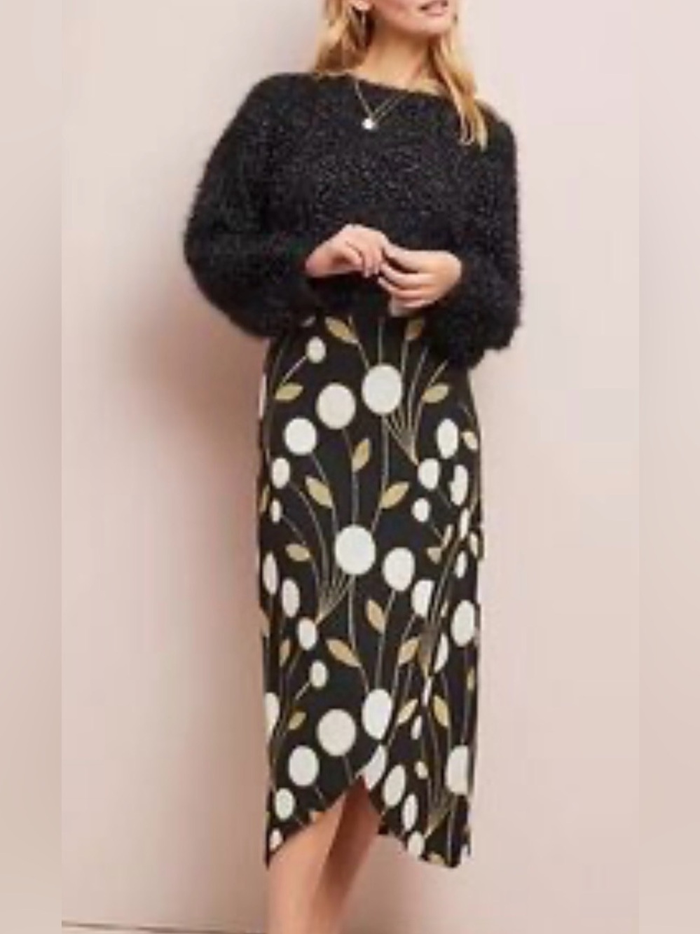 ANTHROPOLOGIE MAEVE Craspedia Metallic Faux Wrap Knit Skirt XS - Picture 12 of 12